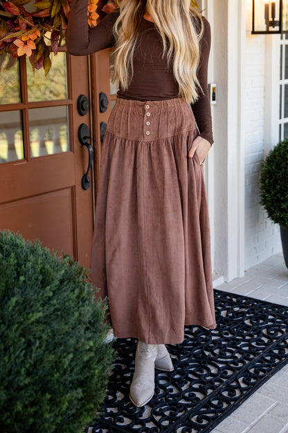 long brown skirt
