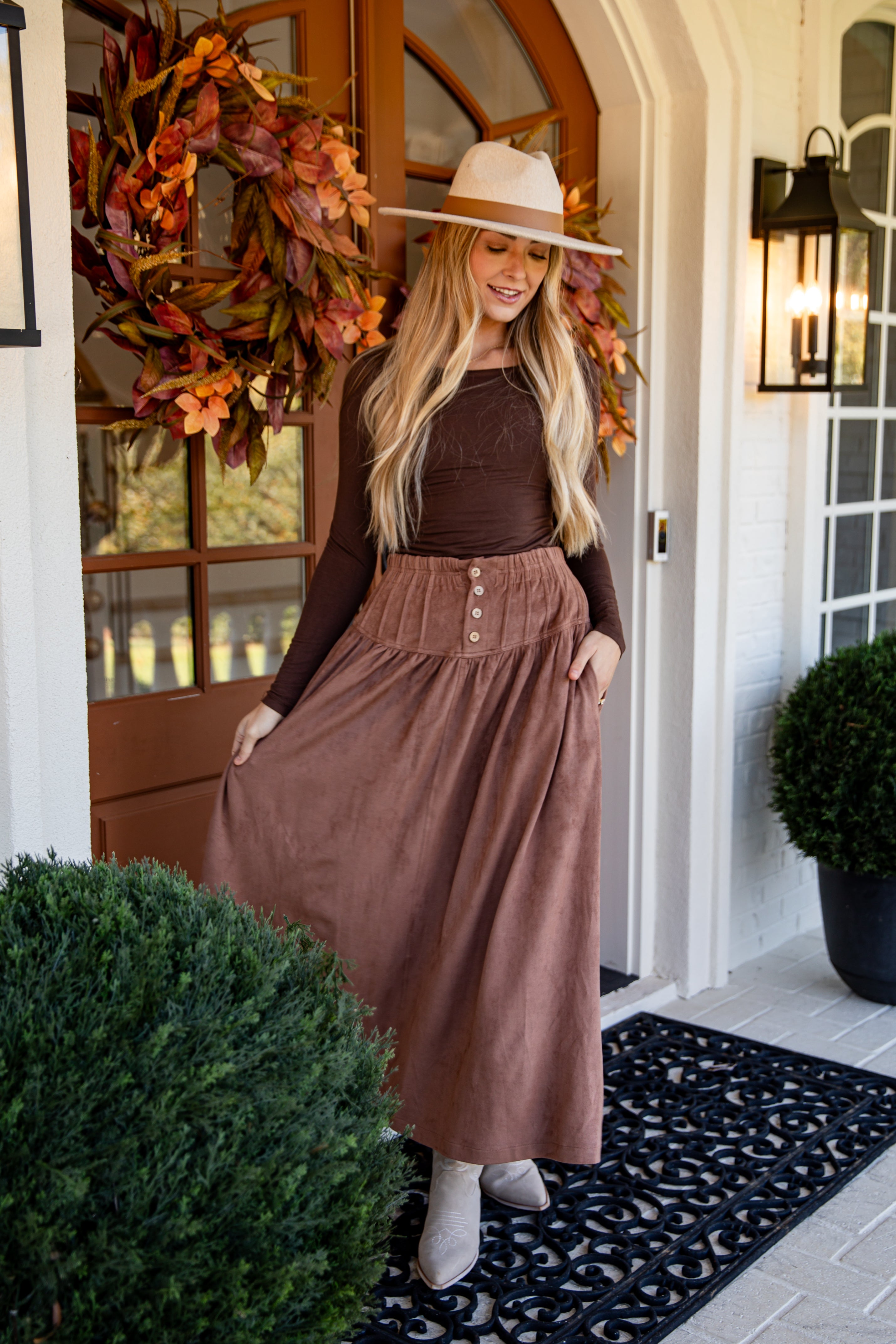 suede maxi skirt