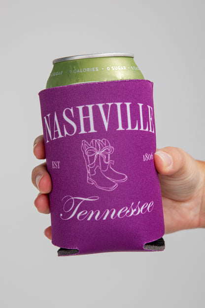 Purple can cooler with &