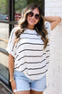 Plain And Simple White Striped Lightweight Knit Top