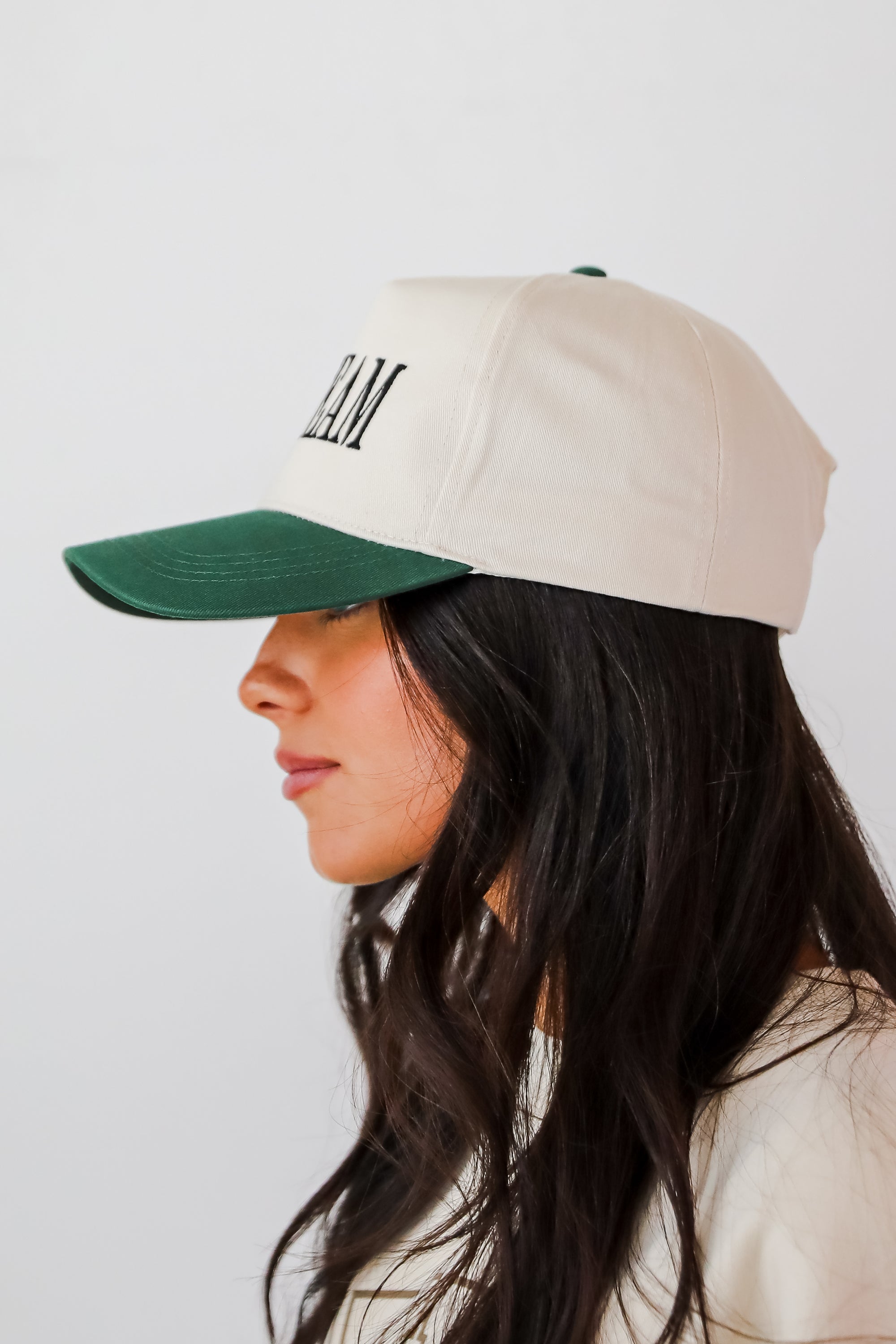 Hunter Green Go Team Color Block Embroidered Hat Dress Up hunter-green-go-team-color-block-embroidered-hat-dress-up