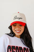 Red Georgia Color Block Embroidered Hat