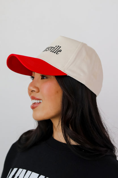 Red Gainesville Color Block Embroidered Hat