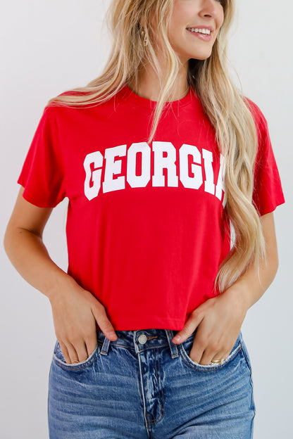 Red Georgia Block Letter Cropped Tee