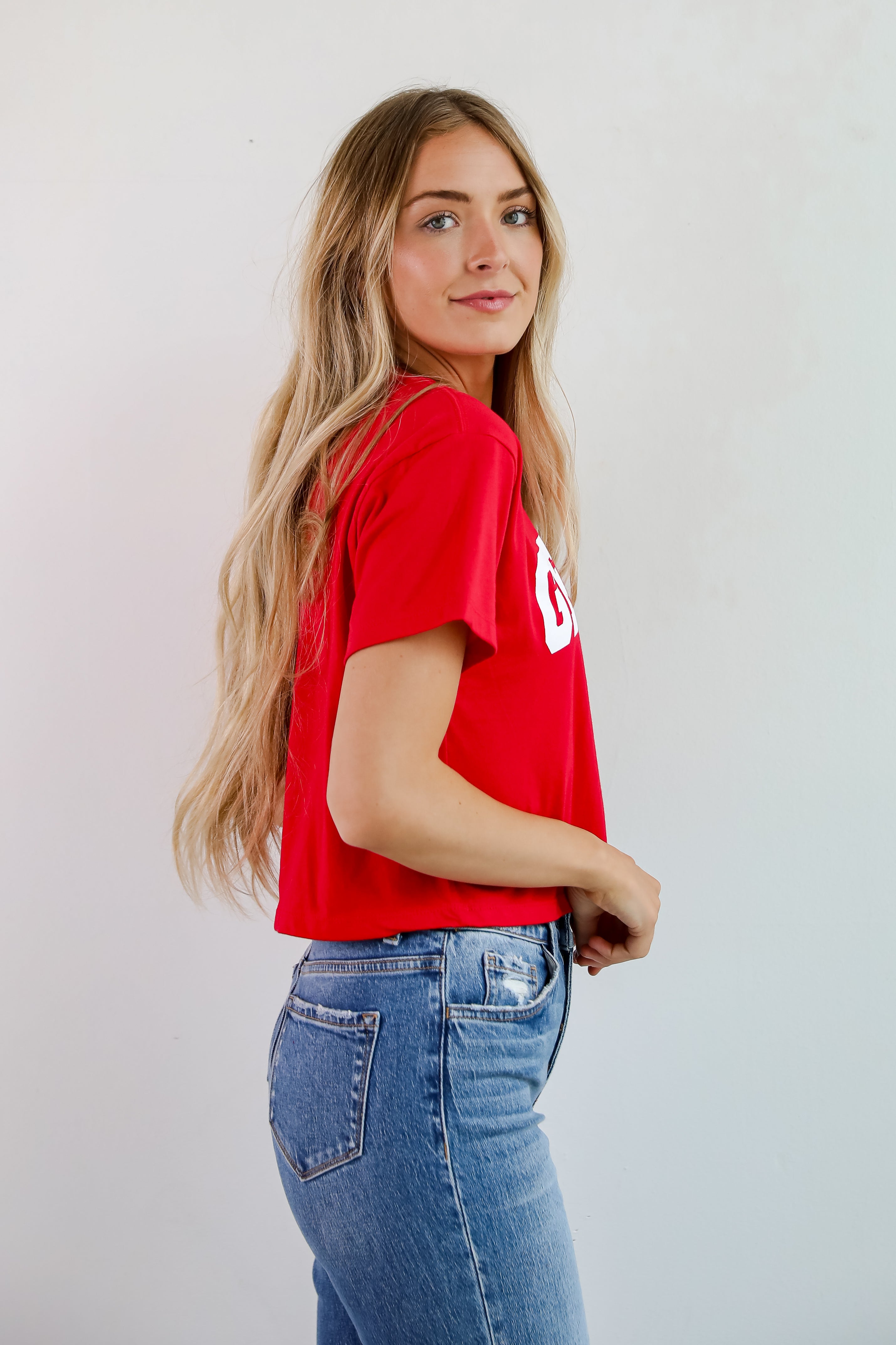 Red Georgia Block Letter Cropped Tee