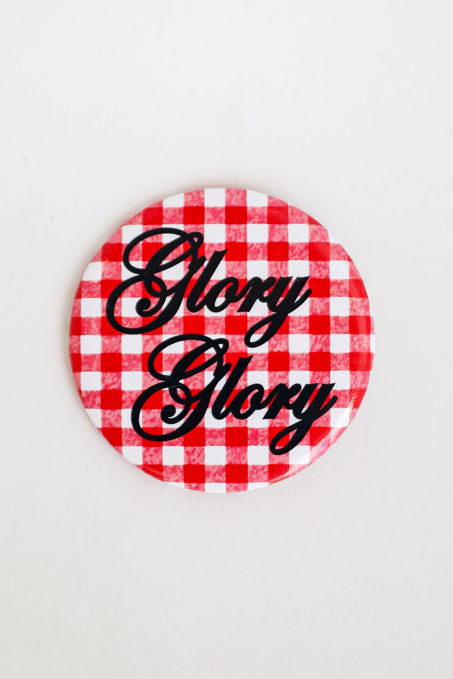 Red Glory Glory Gingham Button