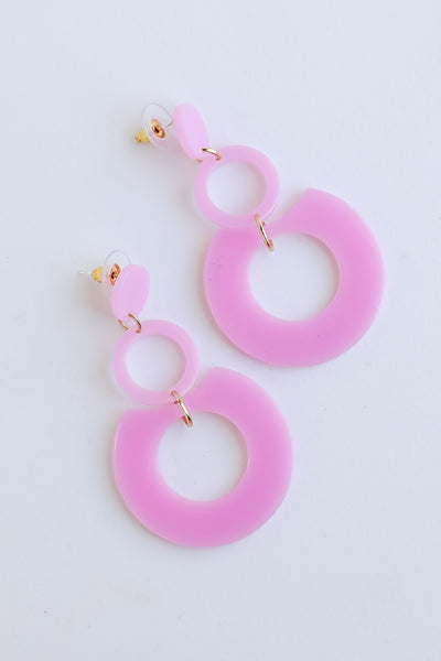 pink Acrylic Statement Earrings close up
