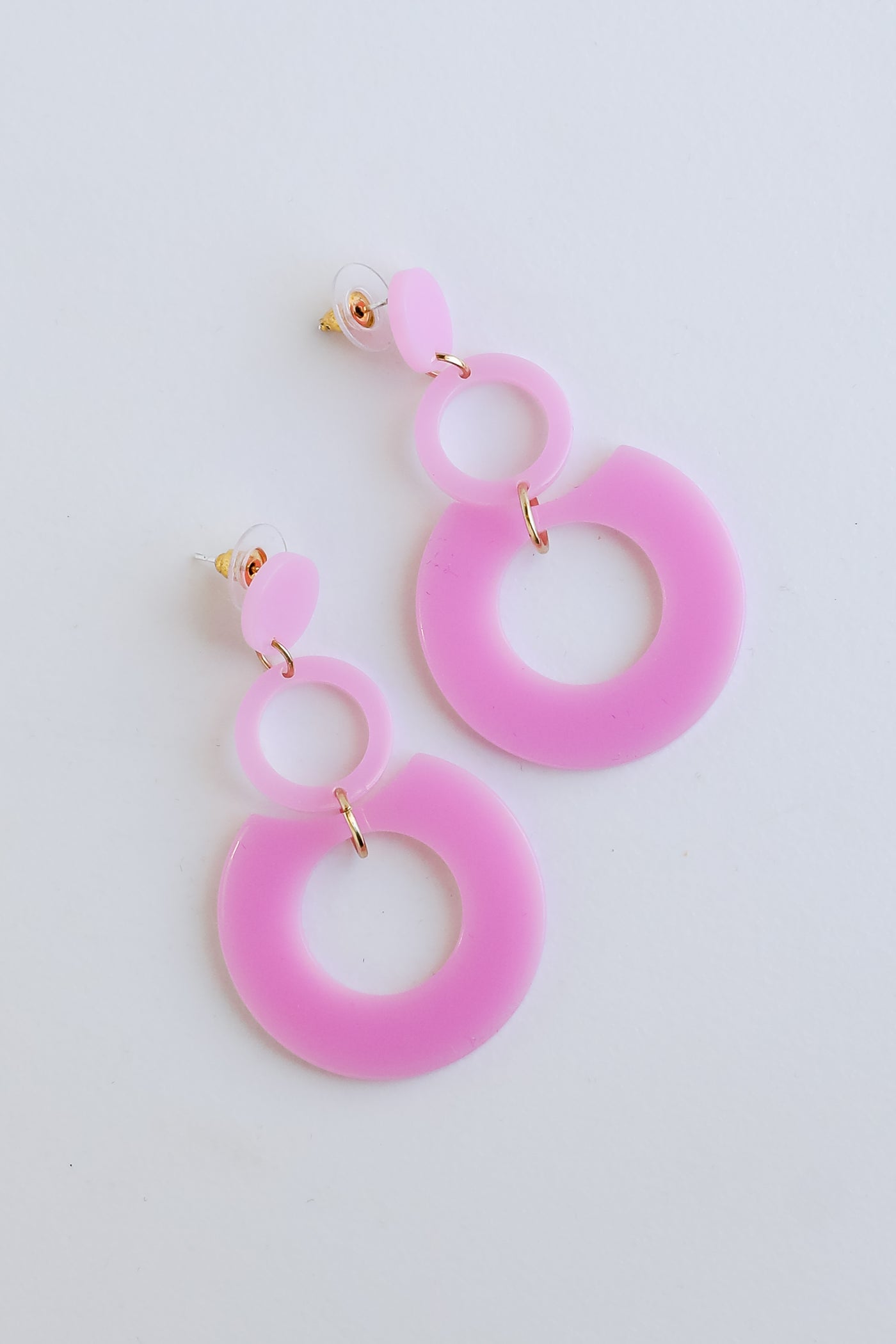 pink Acrylic Statement Earrings flat lay