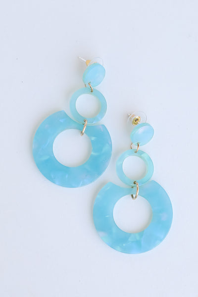 blue Acrylic Statement Earrings close up