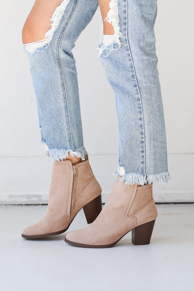 cute Taupe Booties side view