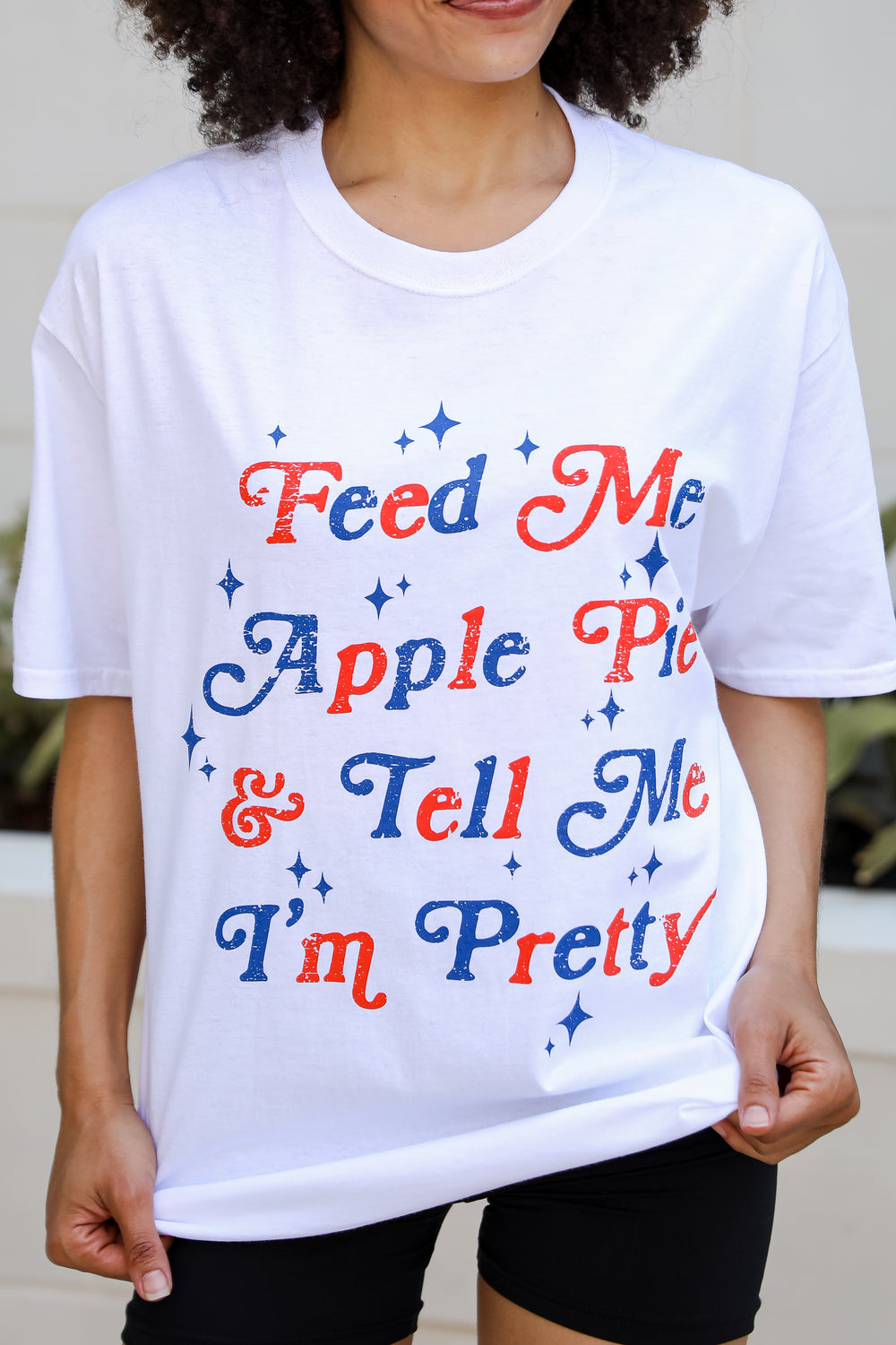 White Feed Me Apple Pie & Time Me I'm Pretty Graphic Tee