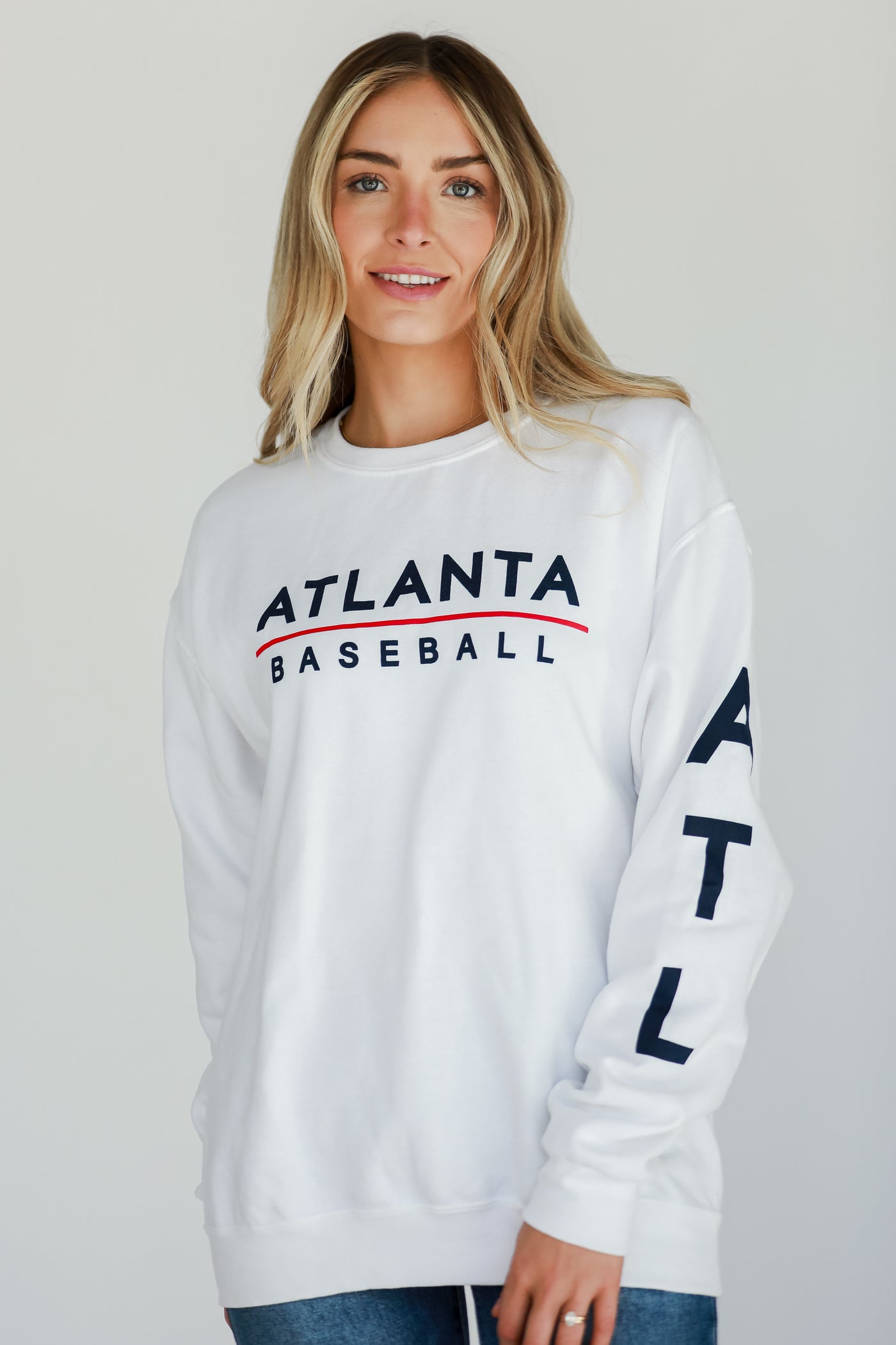 White Atlanta Baseball Sweatshirt