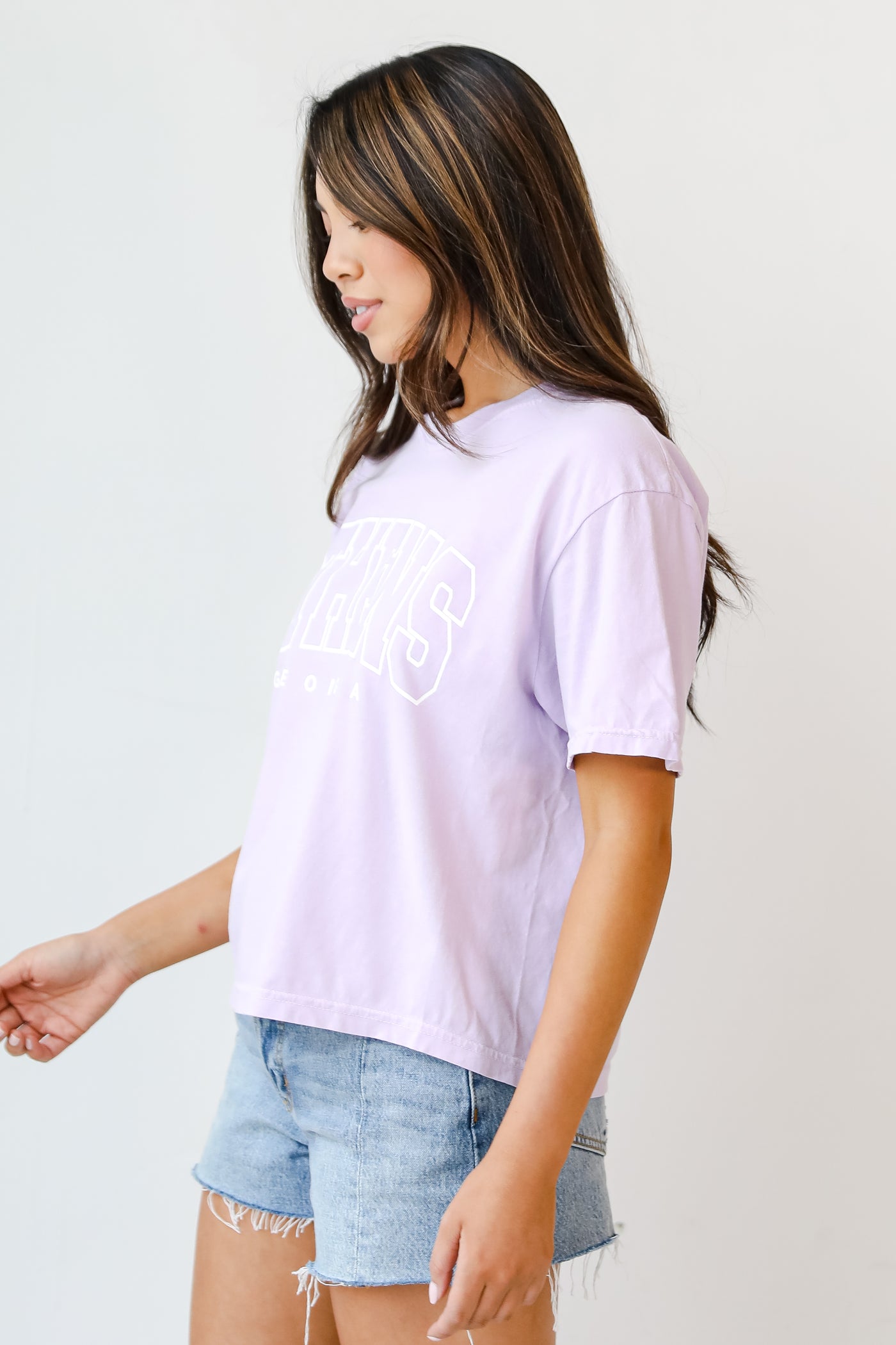 Lavender Athens Georgia Cropped Tee side view