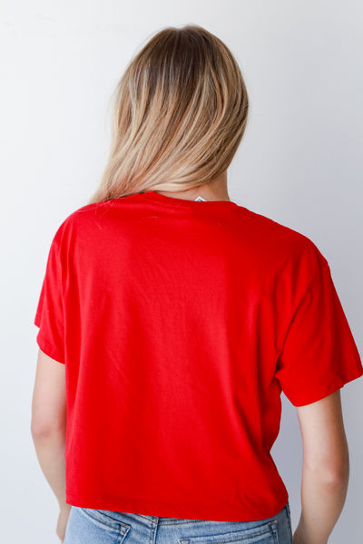 Red Saturday In Athens Cropped Tee back view