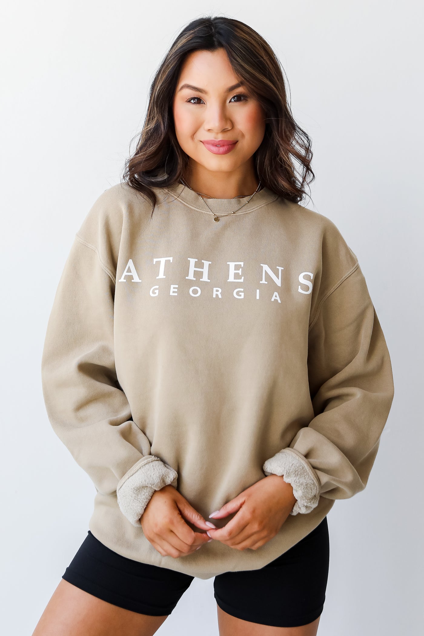 Tan Athens Georgia Pullover front view