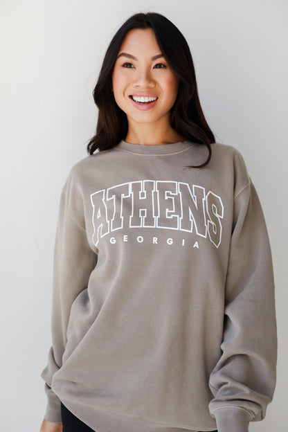 grey Athens Georgia Pullover on model