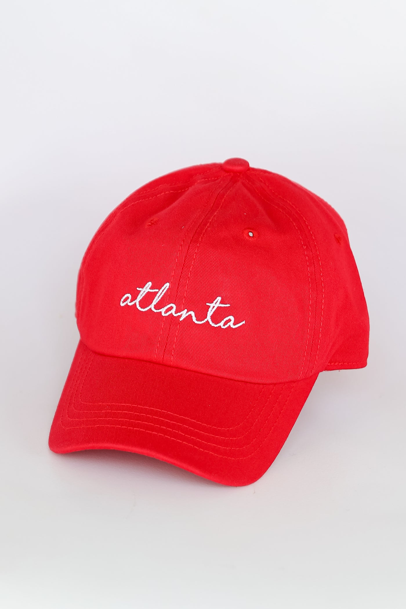 red Atlanta Script Embroidered Hat