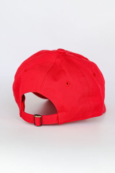 red Atlanta Script Embroidered Hat back view