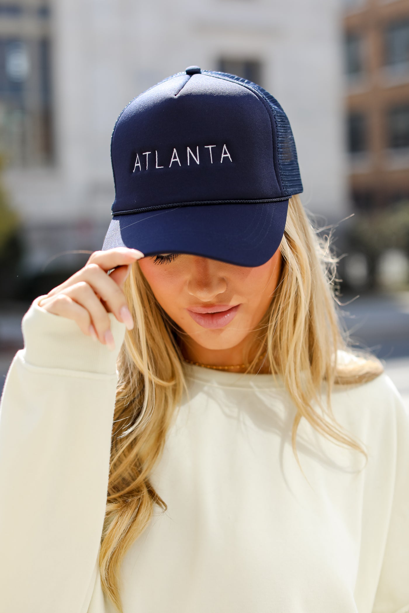 Navy Atlanta Trucker Hat