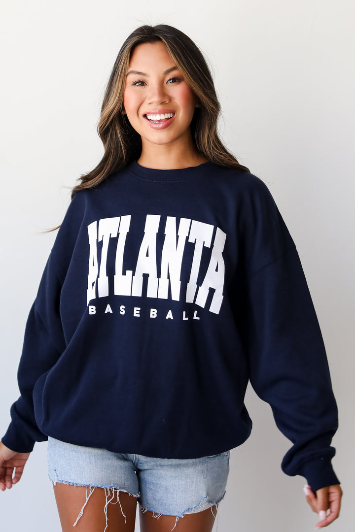 Navy Atlanta Baseball Sweatshirt