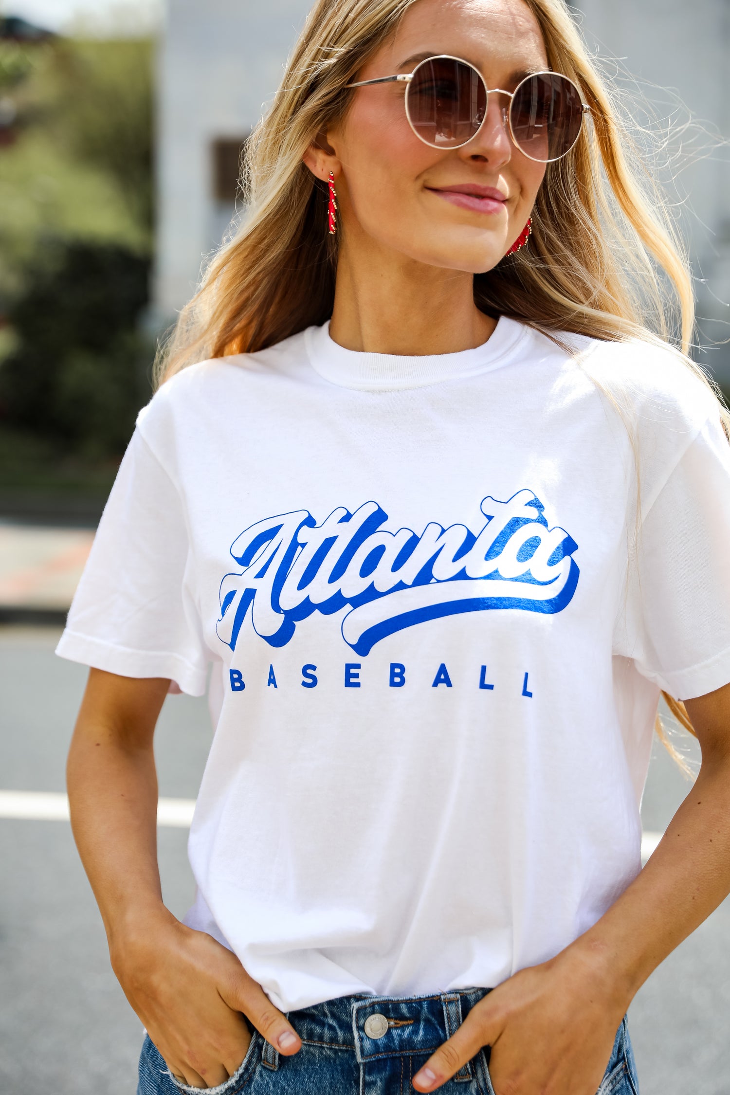 Women's Vintage Atlanta Baseball Letter Graphic Tee – Oversized Loose Fit Short Sleeve | Casual Summer T-Shirt
