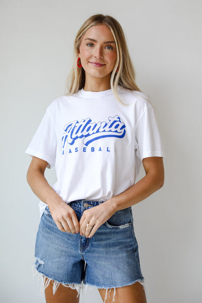 White Atlanta Baseball Graphic Tee