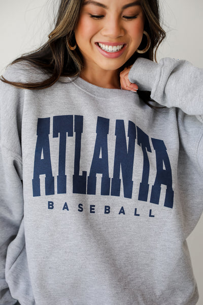 womens Heather Grey Atlanta Baseball Sweatshirt