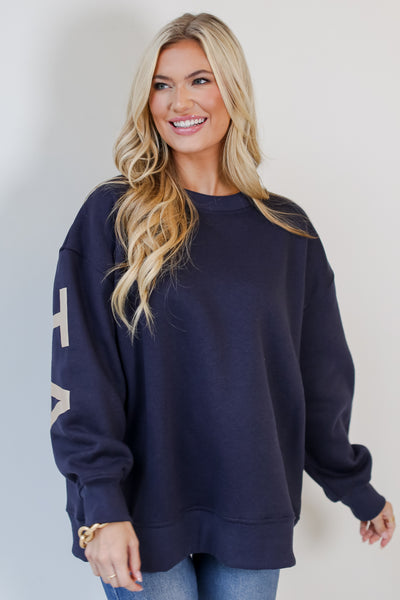 cozy navy blue Atlanta Sweatshirt