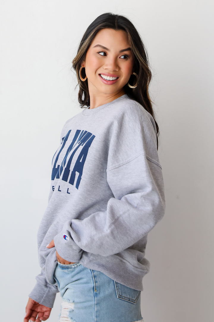 oversized Heather Grey Atlanta Baseball Sweatshirt