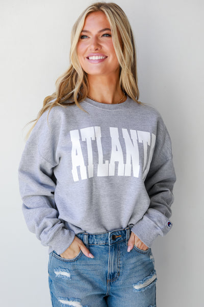 grey Atlanta Pullover on model