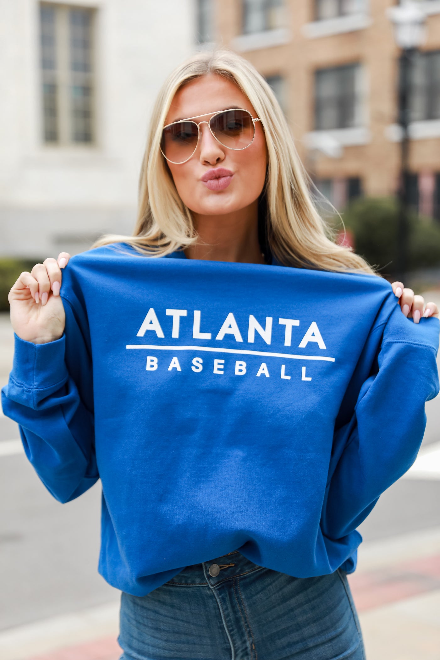 Royal Blue Atlanta Baseball Pullover