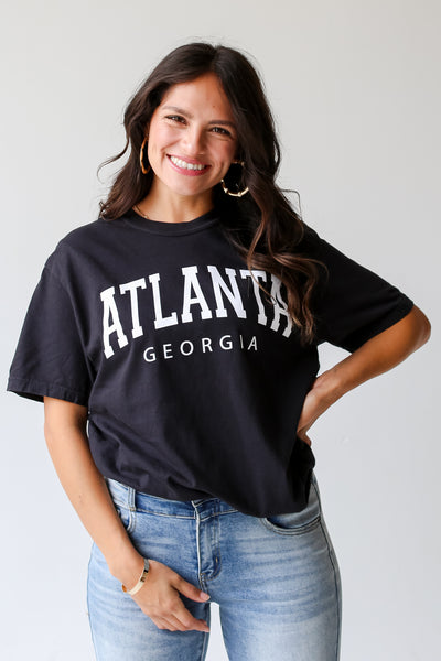 black Atlanta Georgia Tee on model