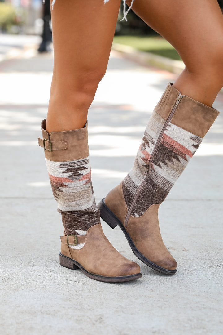 Gone Out West Taupe Aztec Boots