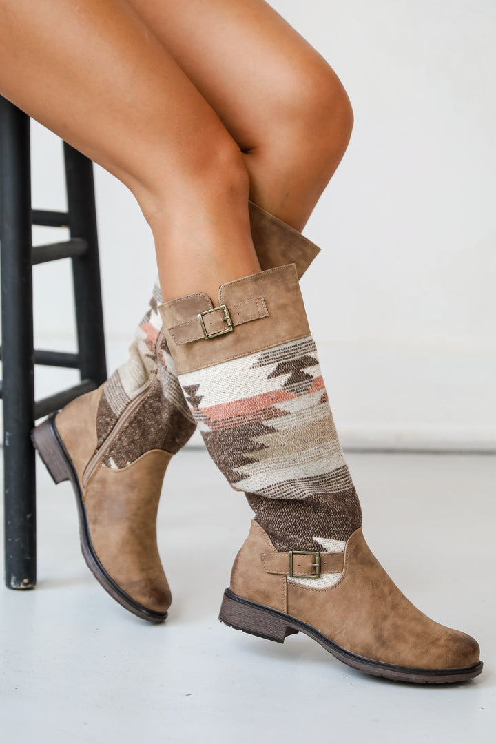 Gone Out West Taupe Aztec Boots