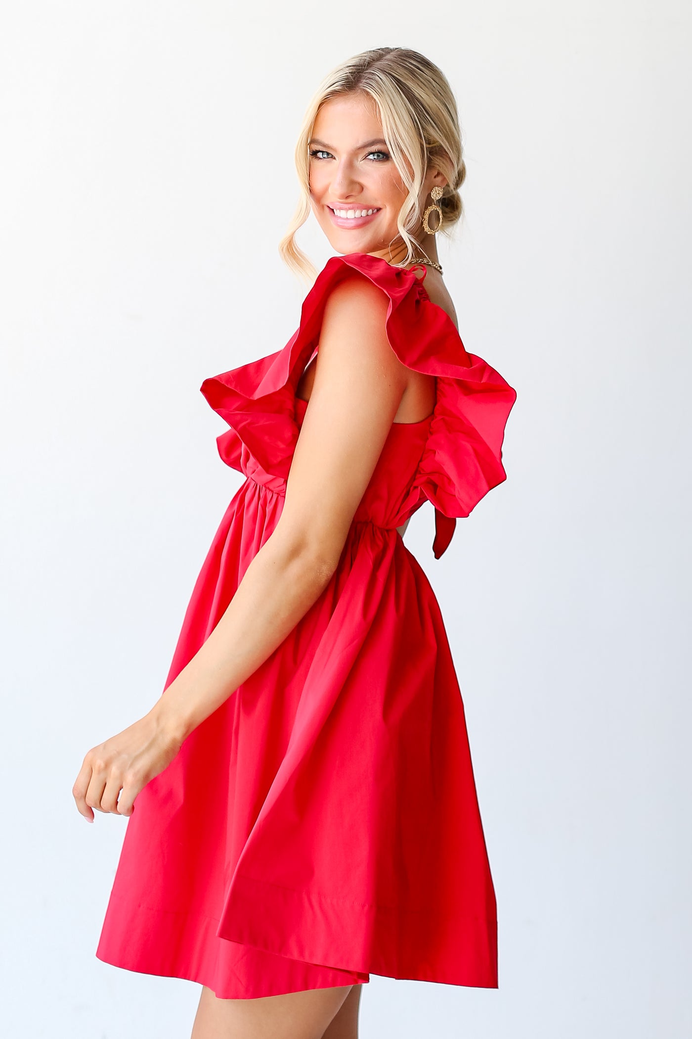red Mini Dress side view