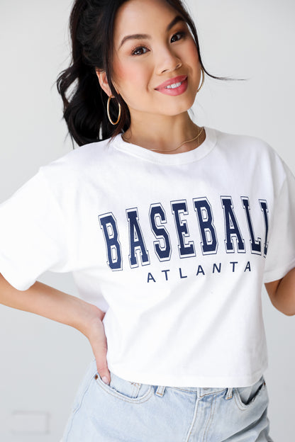 White Baseball Atlanta Cropped Tee