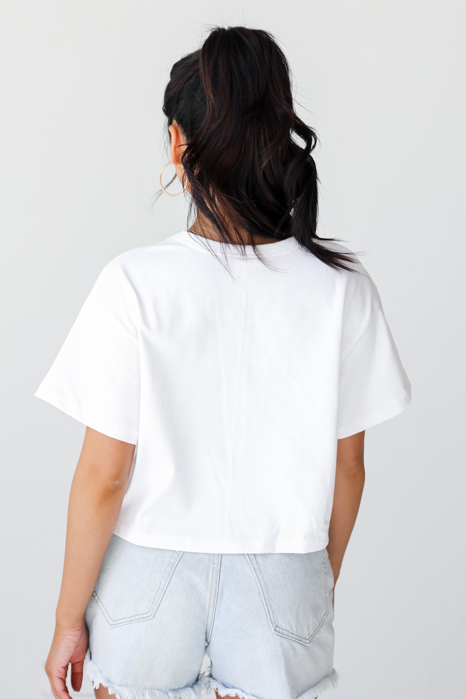 White Baseball Atlanta Cropped Tee back view