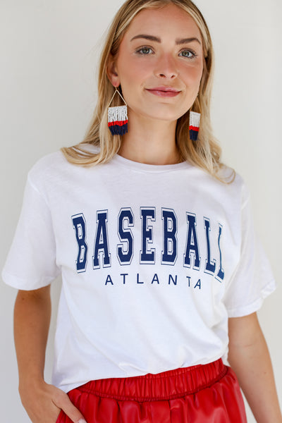 white Baseball Atlanta Cropped Tee close up