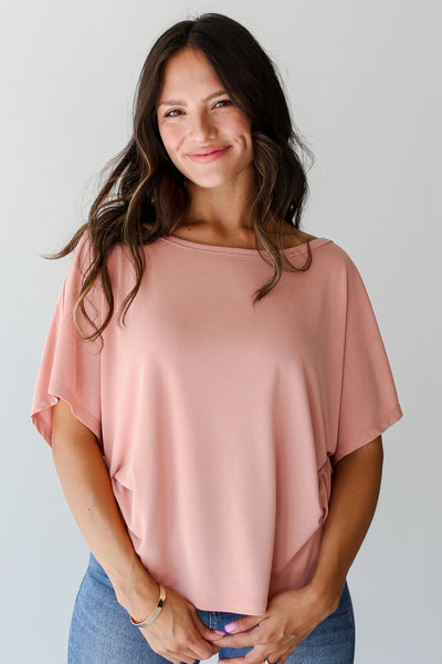 pink Off-The-Shoulder Tee front view