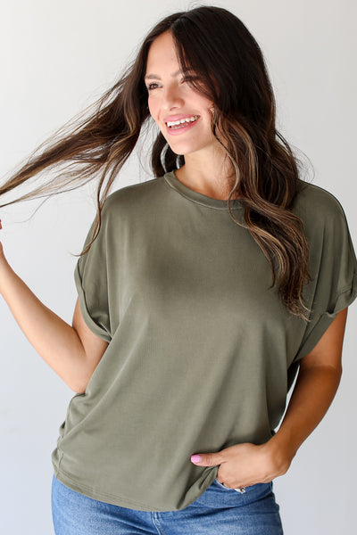 olive Tee close up
