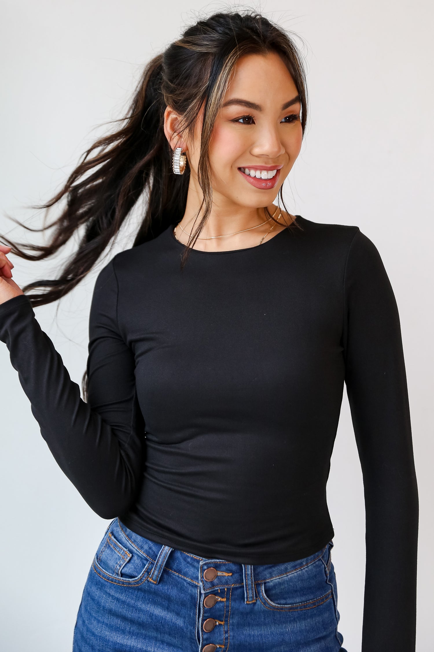 black Long Sleeve Top