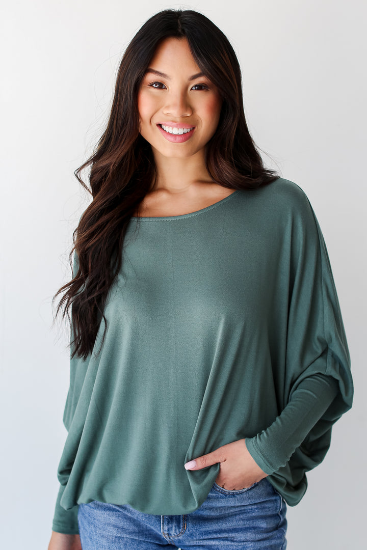 teal Oversized Top front view