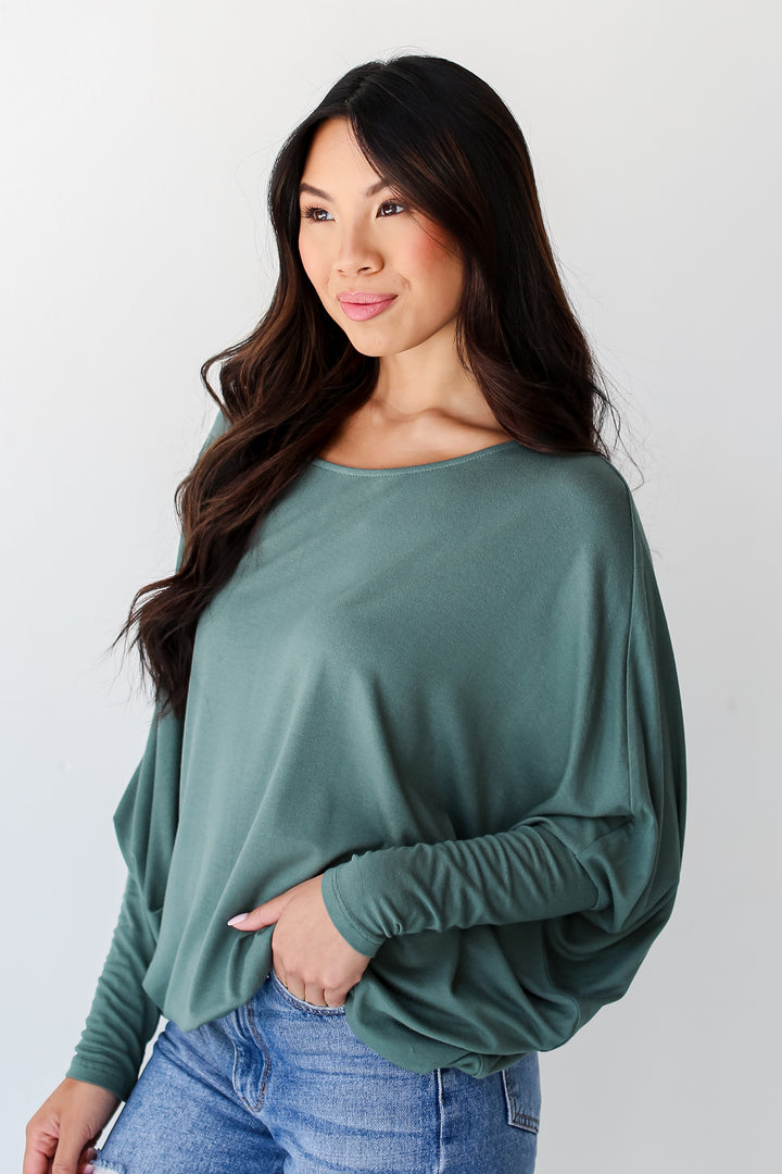 teal Oversized Top side view