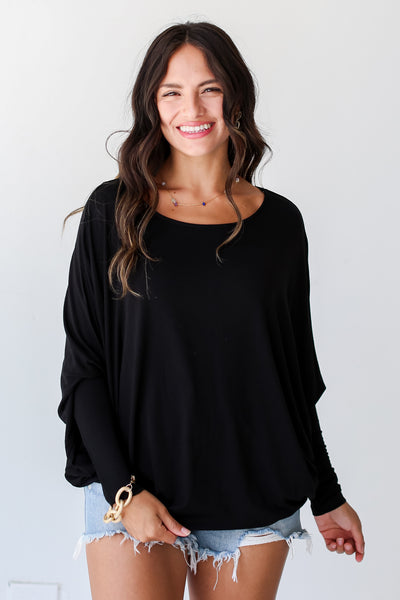 black Oversized Top front view