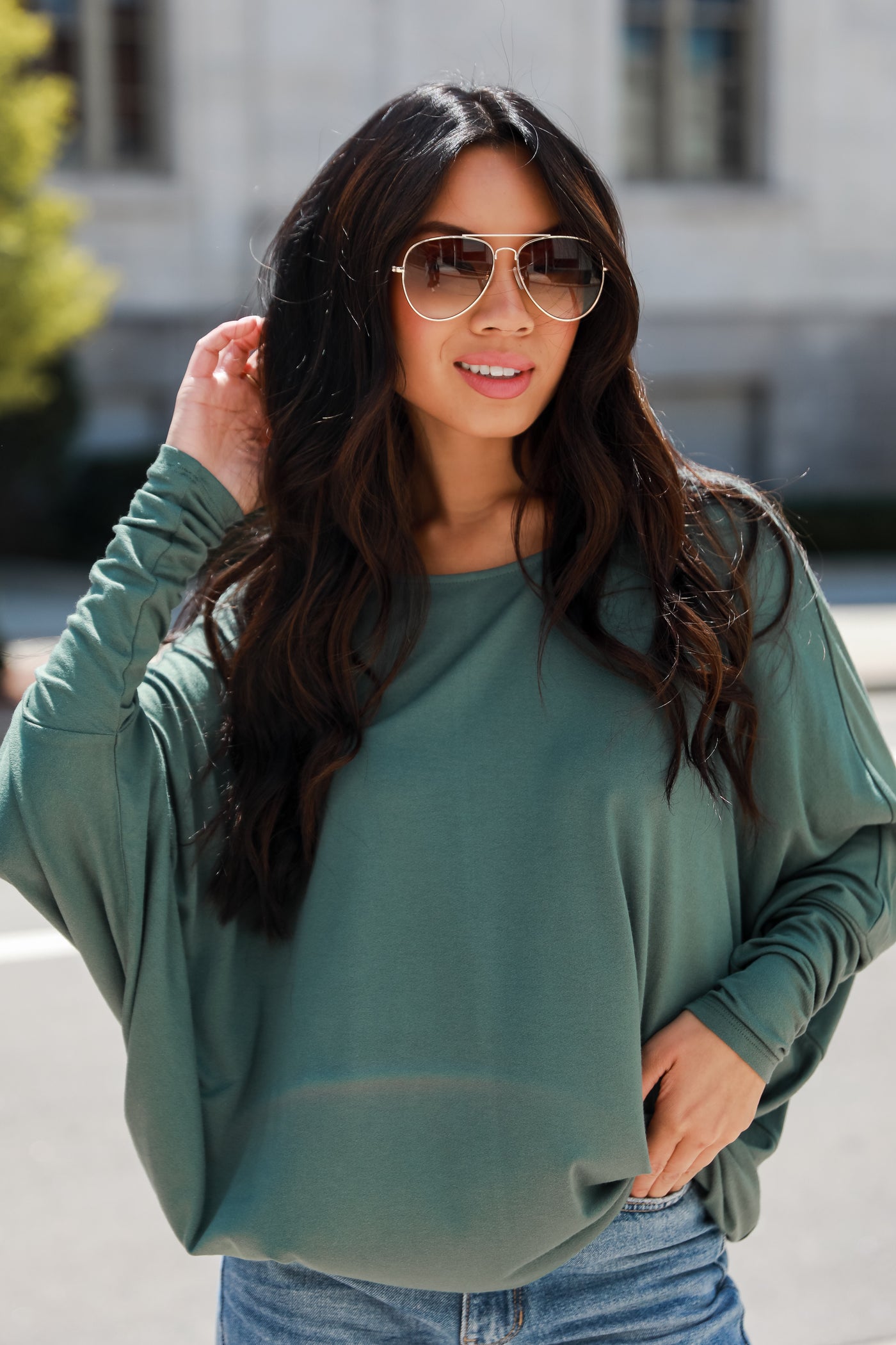 teal Oversized Top