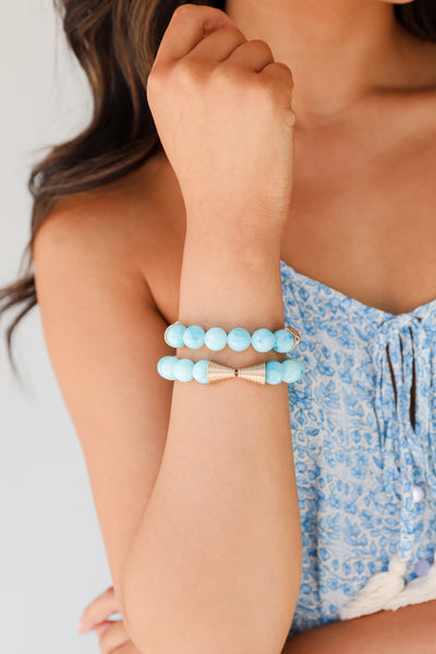 blue Beaded Bracelet Set