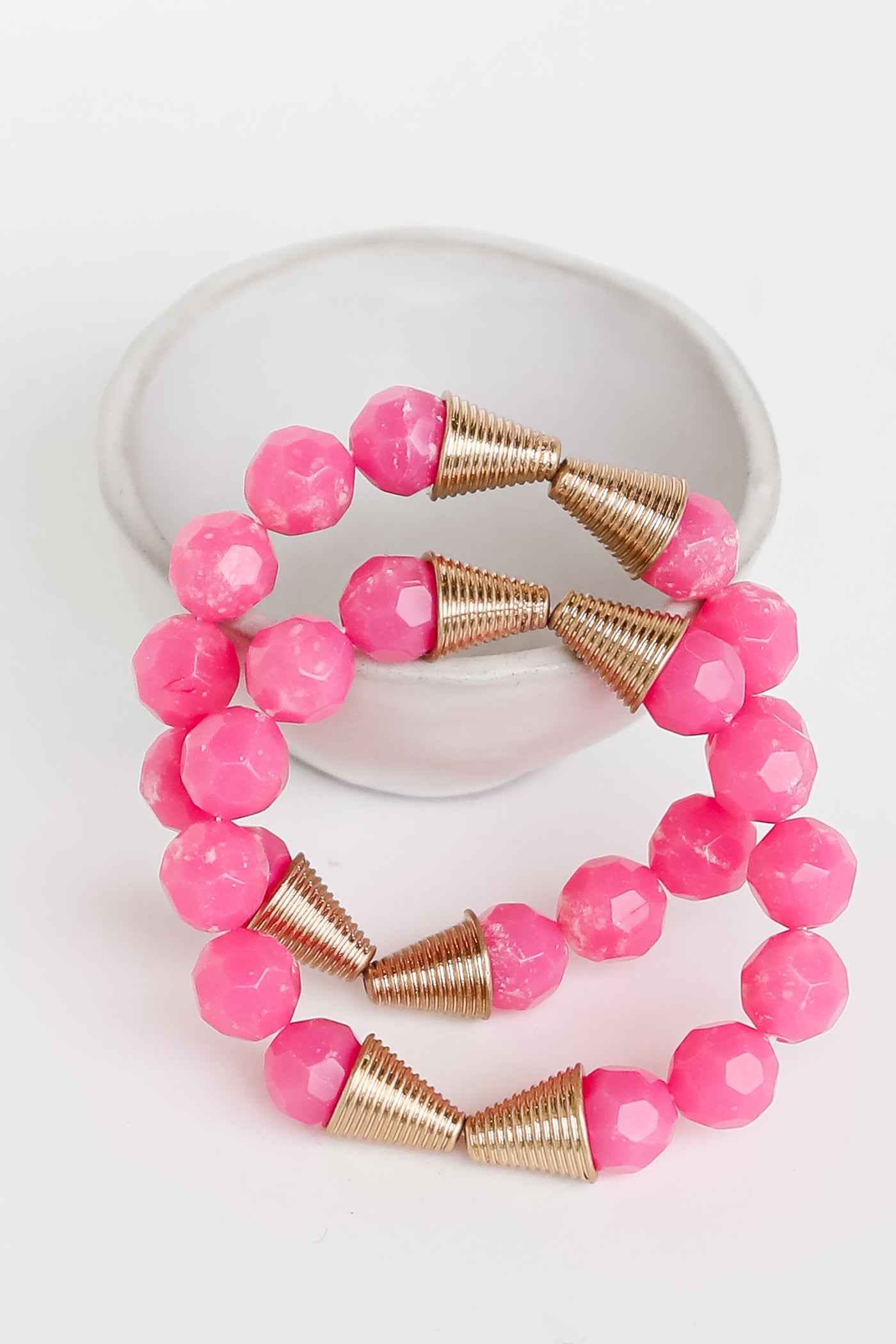 pink Beaded Bracelet Set