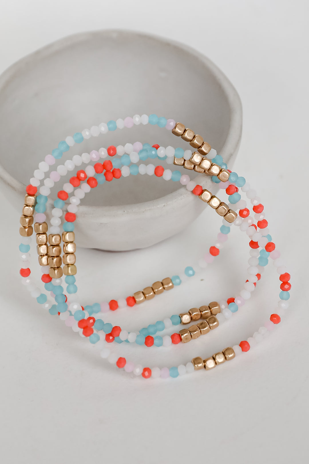 Coral Beaded Bracelet Set