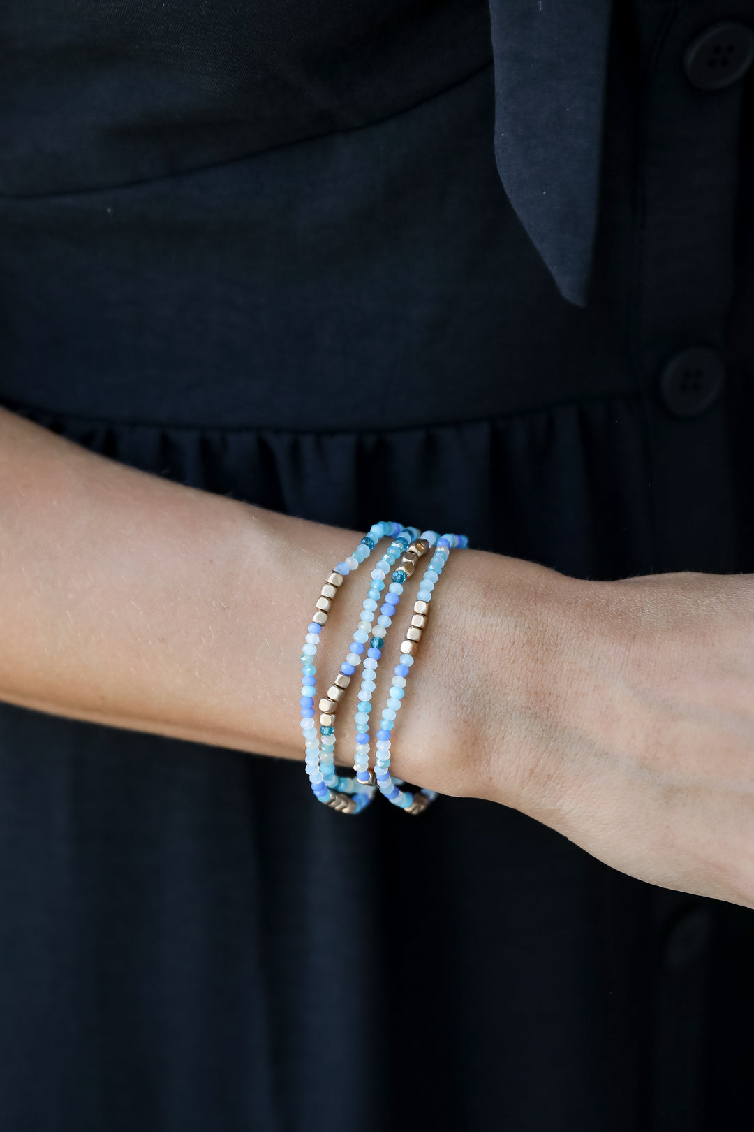 Blue Beaded Bracelet Set for women
