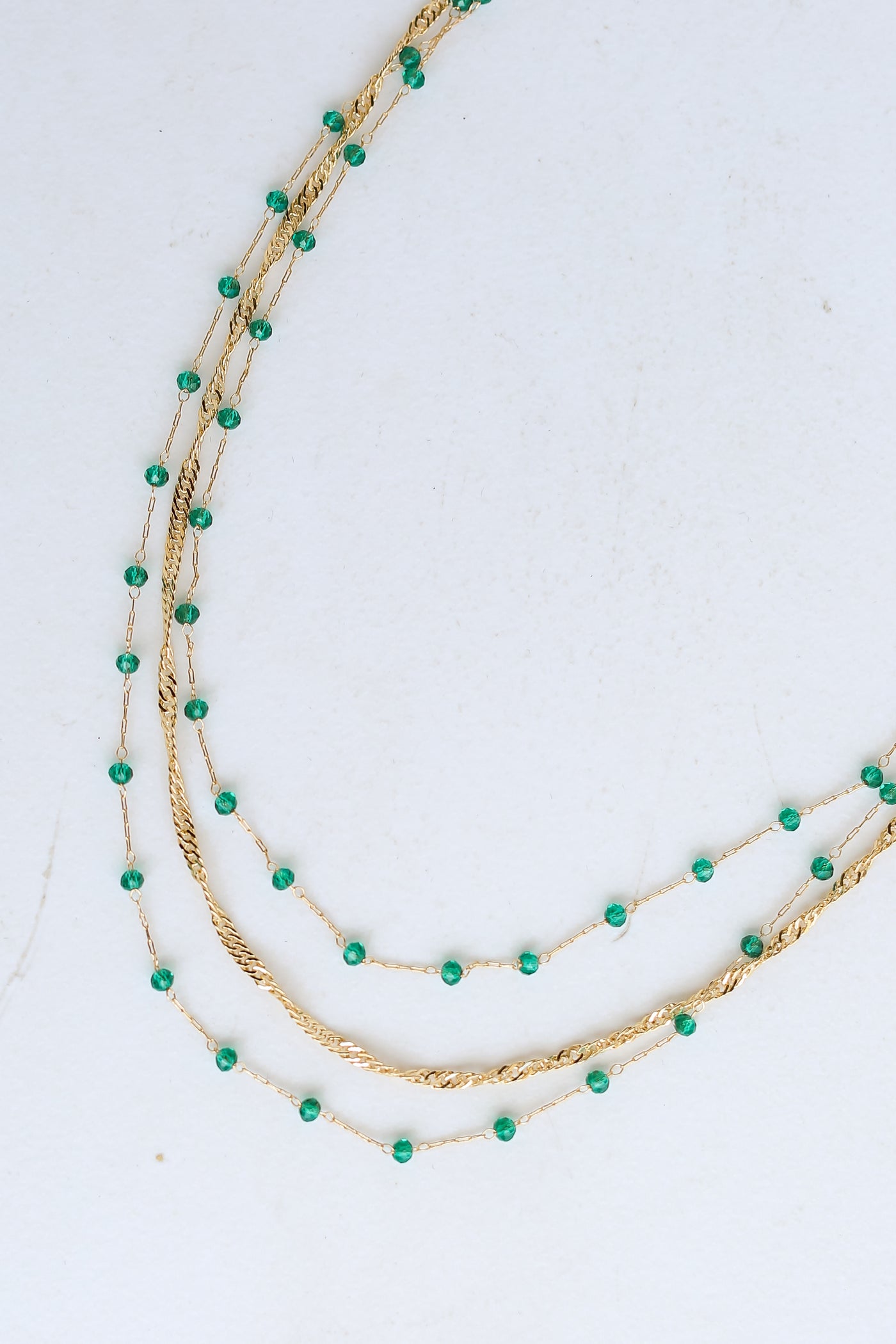 green Beaded Layered Necklace